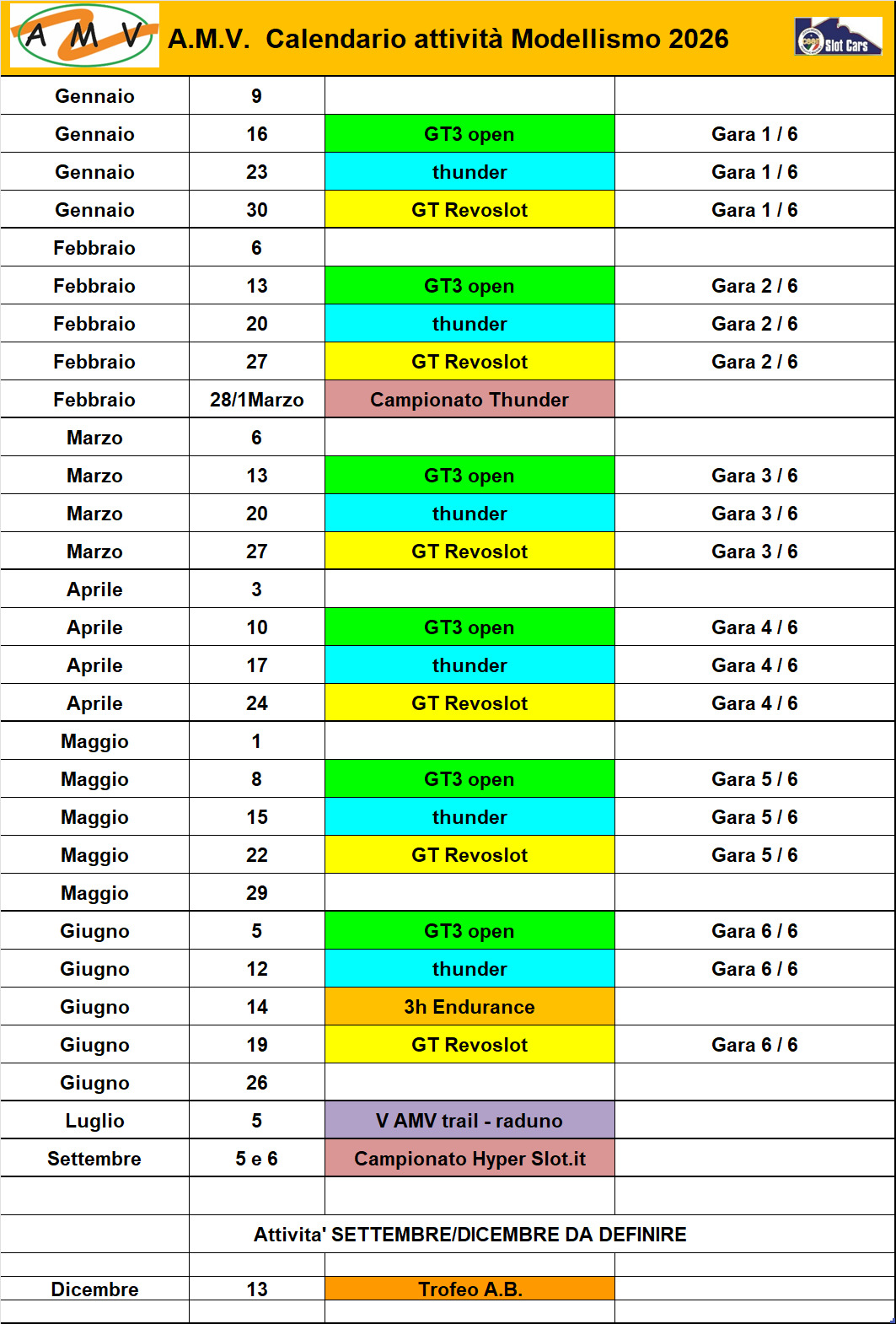 Calendario attivita AMV Voghera 